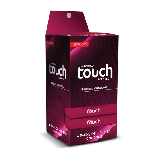 Touch Ribbed Condoms Dispenser - Pack of 3 - 30 Pieces (6 x 5's)